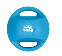 ALL FOR PAWS Balle pour chiens de petite et moyenne taille - Jouet pour chien à tirer et rapporter - Avec poignées et couineur - Bleu