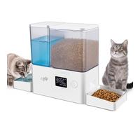 ALL FOR PAWS Distributeur d'eau automatique 2 en 1 pour chat, 36 tasses/8,5 l pour nourriture sèche, distributeur de nourriture pour chat de grande capacité avec bols en acier inoxydable et fontaine à