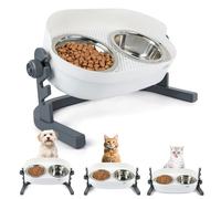 ALL FOR PAWS Gamelle surélevée pour chat, 3 hauteurs réglables, double gamelle surélevée avec 2 gamelles en acier inoxydable de 750 ml, station d'alimentation pour chats de petite, moyenne et grande