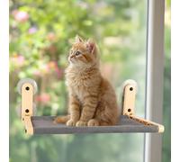 ALL FOR PAWS Lit de fenêtre pour chat - Hamac pour chat d'appartement - Pliable, avec tapis réversible et ventouses renforcées (jusqu'à 18 kg), beige