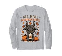 All Hail Pumpkin Spice Cute Baphomet Goat Meme Manche Longue
