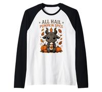 All Hail Pumpkin Spice Cute Baphomet Goat Meme Manche Raglan