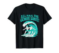 All Hail The Gemini Wave Astrologie Zodiac Surf Design T-Shirt