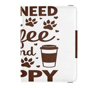 All I Need Coffee & My Puppy - Porte-passeport et carte de vaccin en cuir avec blocage RFID pour homme et femme, étanche