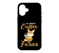 All I Need is Coffee and Foxes Drôle Renard Café Coque pour iPhone 16