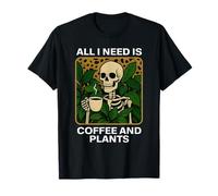 All I Need is Coffee and Plants Squelette Halloween T-Shirt
