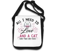 All I Need Is Love And A Cat Or Two Or Five Sac à bandoulière Blanc