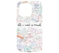 All I need is travel Passeport monde timbres voyage aérien Coque pour iPhone 15 Pro