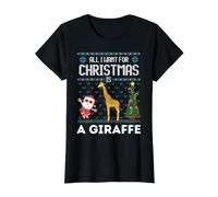 All I Want for Christmas is A Giraffe Ugly Pull Père Noël Elf T-Shirt Graphique avec Valeur