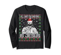 All I Want for Christmas is Jesus Santa Pull Moche drôle Manche Longue
