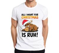 All I Want for Christmas is Ruh Drôle Renne Noël T-shirt pour homme, Blanc., L