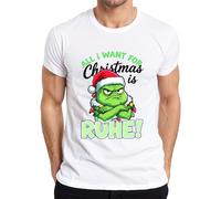 All I Want for Christmas is Ruhe Grinch T-shirt de Noël humoristique pour homme, Blanc., XXL