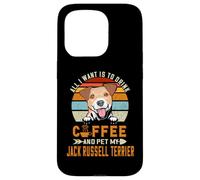 All I Want is to Drink Coffee Pet My Jack Russell Terrier Coque pour iPhone 15 Pro