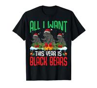 All I Want This Year is Black Bear Wearing Hat Christmas T-Shirt