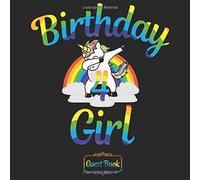 All In One 4th Birthday Girls 4 Years Old B-Day Guest Books, Gifts Tracker Log & Keepsake Pages - 120 Pages Of Guests Special Wishes, Memory Pictures Pages For Lasting Keepsake & Gift Registry - Dabbi