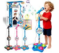 All in One Microphone Toy for Kids, 2026 New Kids Microphone with Adjustable Stand, Karaoke Microphone with Speaker & Colorful LED, for Phones, MP3 & Tablets, for Boys Girls (Blue)