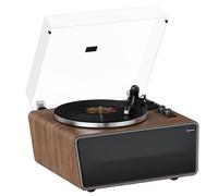 All in One Platine Vinyle avec 4 Stéréo Haut Parleurs Intégrés,Bluetooth Hi-FI Lecteur Tourne Disque Vinyle Vintage,Sortie Numérique USB,Préampli Phono,Cellule AT-3600L, 33/45 TR/Min,AUX in,RCA Out