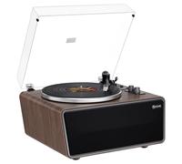 All in One Platine Vinyle avec 4 Stéréo Haut Parleurs Intégrés,Bluetooth Hi-FI Lecteur Tourne Disque Vinyle Vintage,Sortie Numérique USB,Préampli Phono,Cellule AT-3600L, 33/45 TR/Min,AUX in,RCA Out