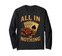 All in Or Nothing Joueur de Poker Vintage Rétro Drôle Manche Longue