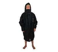 ALL-IN - Poncho Junior Storm Vest Sherpa - Imperméable et Anti-Vent Fermeture Eclair - Matières 100% Recyclées - Taille Enfant d'1,20m à 1,55m - Noir/Turquoise