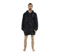 ALL-IN - Veste Plaid 100% Recyclée - Poncho Hoodie Pilou avec Fermeture Éclair - Matière Chaude, Douce, Confortable - Taille Unique 1,50 à 1,75 m - Gris / Bleu