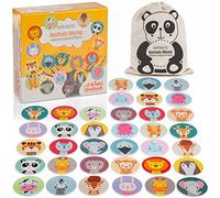 all Kids United Jeu de mémoire de Jeu de Cartes Memo² - avec de Jolies Paires d'animaux ; Jeu de Jouets éducatifs pour Enfants à partir de 2 Ans en Bois (Bois de Luxe - 36 Cartes)
