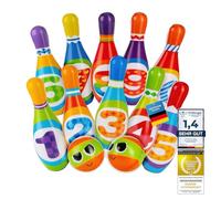 all Kids United® Jeu de quilles pour Enfants Set de Bowling XXL avec quilles Souples en PU et 2 Boules ; Jouet éducatif pour l'intérieur & l'extérieur en Mousse (Set de 10 pièces)