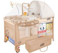 all Kids United® Lit Parapluie avec Table à Langer - Babycenter Compact | Lit de voyage tout-en-un avec matelas, mobile musical et sac de transport - pliage facile, moins de 10 kg
