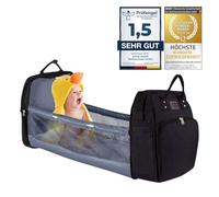 all Kids United Sac à dos à langer deluxe avec lit d'enfant - ensemble sac à langer pour bébé : sac à dos pour bébé, matelas à langer, lit d'enfant intégré, crochets pour poussette (Noir) (Noir)
