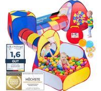 All Kids United® Tente de Jeu avec Tunnel, Piscine à balles, Tunnel pour Marcher à Quatre Pattes & Plus (sans balles) XXL Terrain de Jeu Maison de Jeu Pop-up en 5 Parties avec Sac