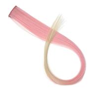 All Long Straight Color Hair Piece Extensions Clip In Highlight Rainbow Streak Pink Synthetic Strands On Clips(Yellow)