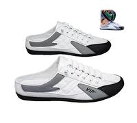 All Match Casual Mule Open Back Sneakers, Sandales à Bout Fermé pour Hommes, Confortable et Respirant Mule de Marche Casual Outdoor Pantoufles (White,44)