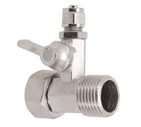 All Metal RO Feed Water Adapter 1/2" - 1/4" with shut-off Ball Valve, Compression Fittings Lead Brass Chrome Plated Angle Stop Tee for Cold & Hot Water Line PEX Copper Tubing Silver
