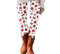 All- Noël Femmes Pantalon Boot Long Slim Leggings Imprimé Pantalon Décontracté Élastique Pyjama Short Soie