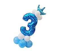 All Number Crown Ballons Colonne Happy Birthday Party Decor Numéro 3 Bleu