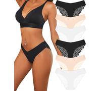 ALL OF ME Lot de 6 Culottes sans Couture Femme Culotte Dentelle Invisible Culottes Confort Slip a La Mode Slips Taille S à XL