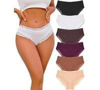 ALL OF ME Lot de 6 sous-vêtements en coton pour femmes, slips brésiliens en dentelle, culottes sexy hipster douces, multi-pack, taille S à XL, XS