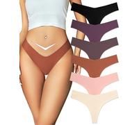ALL OF ME Lot de 6 Strings sans Couture Tanga Femme sous-vêtements Sexy Lingerie Femme Slip No Show Underwear Thongs Women Panties Multipack XS-XL