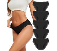 ALL OF SHE Lot de 5 sous-vêtements en Coton Caleçons Femmes Slip Brésilien Dentelle Coton Culotte Noire-M