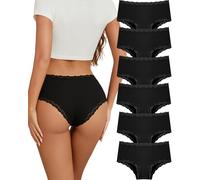 ALL OF SHE Lot de 6 Culotte Femme Coton Slip brésilien Culotte Dentelle Sexy Taille Mi-Haute Respirantes Lot Multipack M