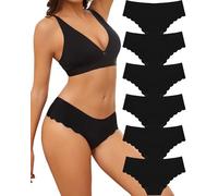 ALL OF SHE Lot de 6 Slips Seamless Femmes Bords ondulés sous-vêtements sans Couture Femmes No Show Bords ondulés Culotte Multipack S-XL