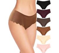 ALL OF SHE Lot de 6 Slips Seamless Femmes Bords ondulés sous-vêtements sans Couture Femmes No Show Bords ondulés Culotte Multipack S-XL