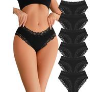 ALL OF SHE sous-vêtements Femme Coton Dentelle Slips Coton Hipster Femmes Soft Brazilian Panties Pack de 6