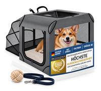 all Pets United® Cage de Transport Pliable pour Chien & Chat - 63x43x40 cm | Sac de transport souple imperméable - nylon Oxford renforcé - fenêtres ventilées - pliable compact