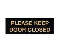 All Quality Basic Please Keep Door Closed Lot de 5 panneaux muraux ou de porte - Ruban adhésif double face en mousse | Matériau durable | Garantit sécurité et intimité (noir doré) - Taille M