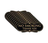 All Quality Lot de 10 panneaux muraux ou de porte avec inscription « No Smoking Thank You » - Facile à installer - Idéal pour les restaurants, les hôtels et Airbnb - Noir/doré