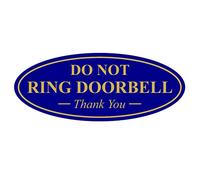 All Quality Ovale Bague de ne Pas Sonnette Thank You Sign 2" x 5" - Small Blue/Gold