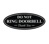 All Quality Ovale Bague de ne Pas Sonnette Thank You Sign 2" x 5" - Small Noir