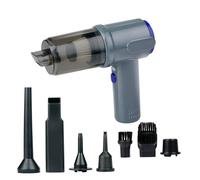 All Ride Aspirateur de Voiture Sans Fil 36W - Aspirateur à Main avec 6 Accessoires - Rrechargeable USB-C - avec Fonction d'Aspiration et de Soufflage - Gris/Bleu