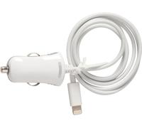 All Ride Chargeur de voiture avec câble Lightning Compatible avec iPhone 5/6/7, iPad Mini/Air, iPod Touch/Nano - Allume-cigare de voiture - prise unique - 12V - Blanc